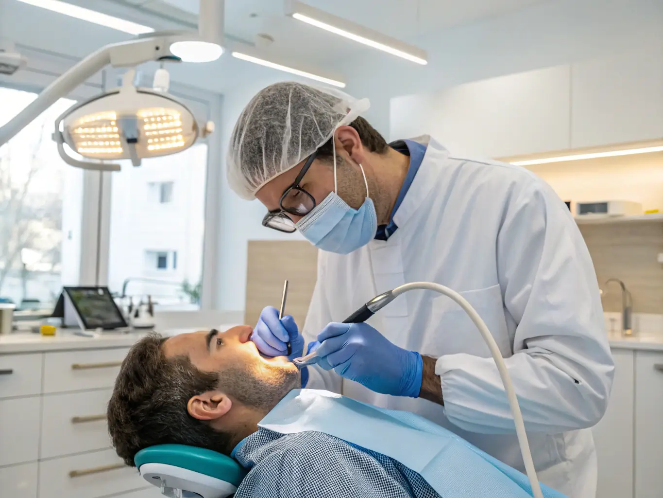 An image of dental implants being placed, showcasing the advanced technology used in restorative dentistry at Kalm Dentistry.